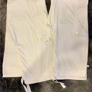 Love Connect White Medical Scrub Pants - Drawstring Waist Size M (tall) 2 Pair
